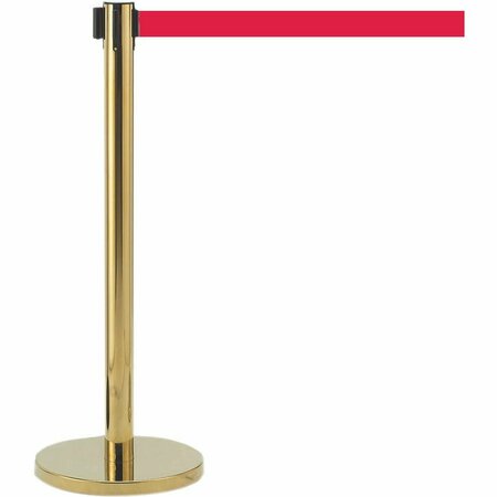 AARCO Form-A-Line System With 7' Slow Retracting Belt, Brass Finish with Red Belt. HB-7RD